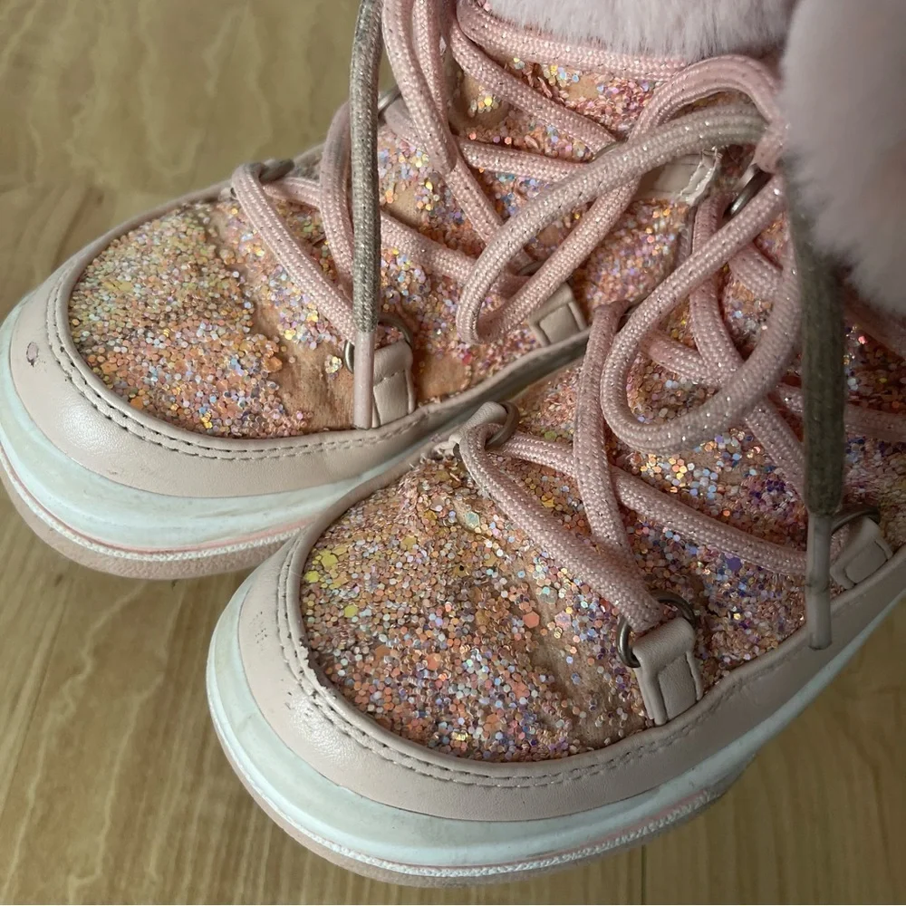 Kelly & Katie Lil Anna Snow Boots Kids' Girl's Pink Size 11M Faux Fur Sparkle